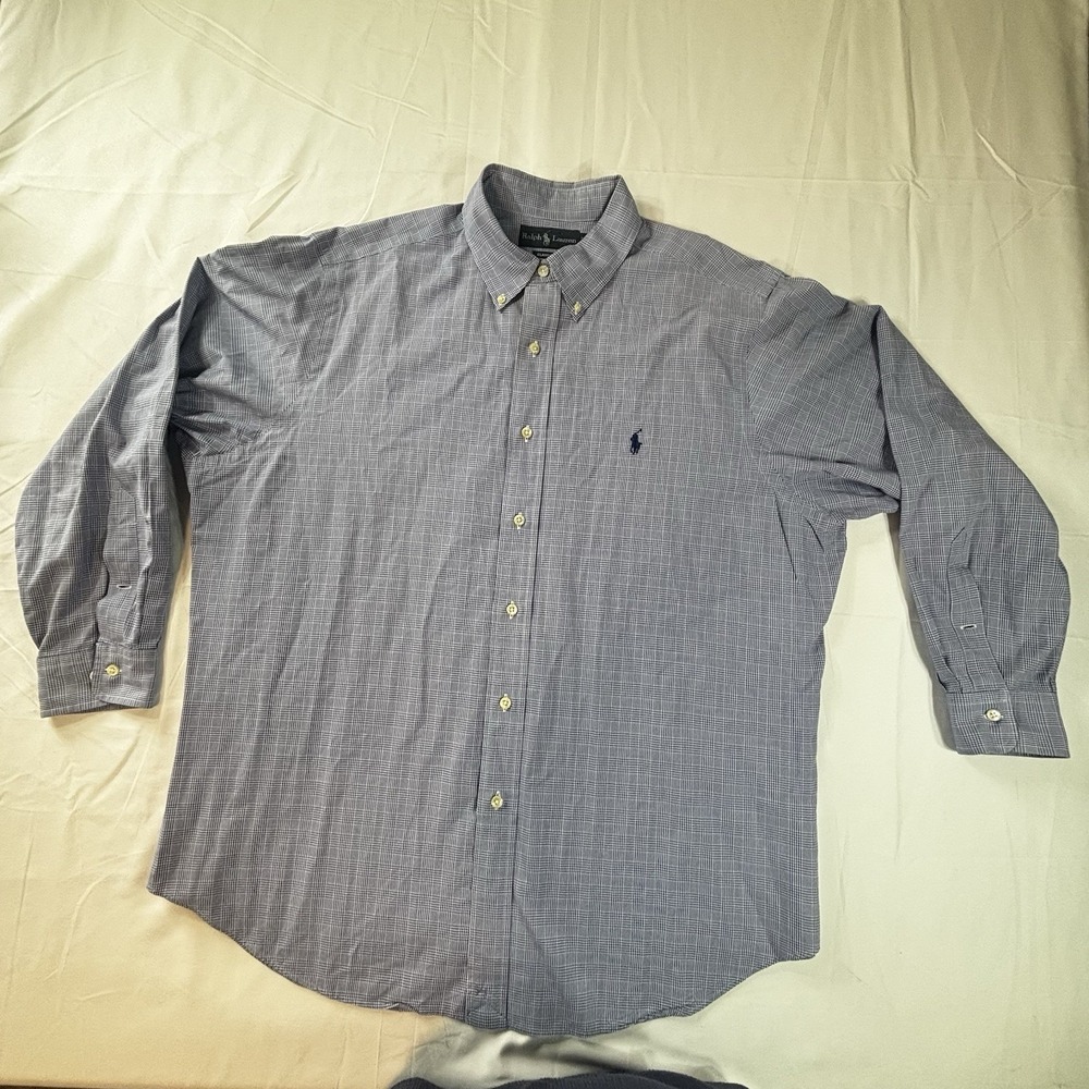 Ralph Lauren Men's Shirt Long Sleeve Button Down Blue Check Classic Fit 17 32/33 - Picture 2 of 11